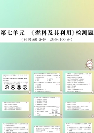 九年级化学上册 第七单元(燃料及其利用)检测题课件 (新版)新人教版 课件