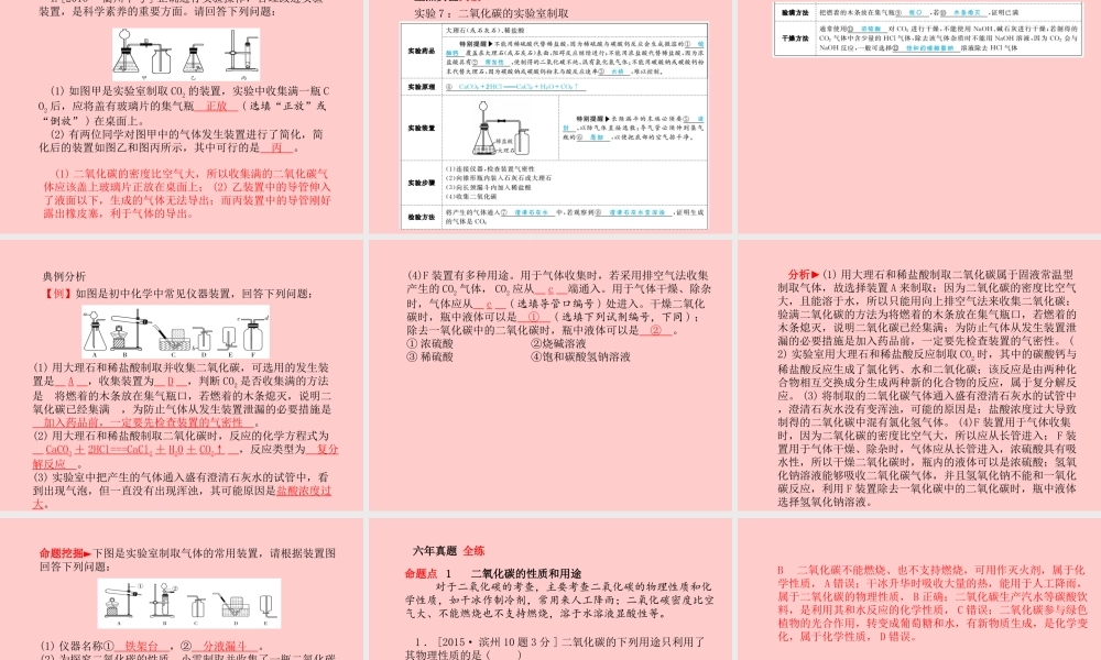 (滨州专版)中考化学总复习 第一部分 系统复习 成绩基石 第六单元 碳和碳的氧化物 第2课时 大自然中的二氧化碳课件 鲁教版 课件
