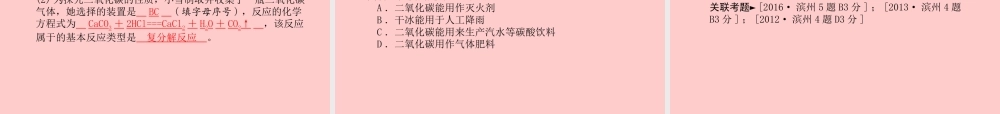 (滨州专版)中考化学总复习 第一部分 系统复习 成绩基石 第六单元 碳和碳的氧化物 第2课时 大自然中的二氧化碳课件 鲁教版 课件