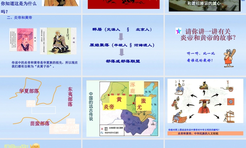 七年级历史上册 第一单元第3课中华民族的祖先课件 华东师大版 课件