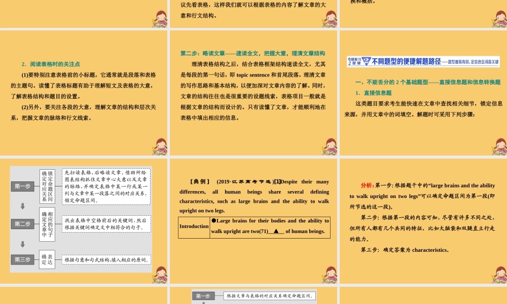 (江苏专用)高考英语二轮复习 增分篇 专题四 任务型阅读课件