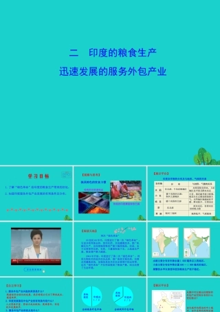 七年级地理下册 第七章 第三节 印度(二印度的粮食生产 迅速发展的服务外包产业)课件 七年级地理下册 第七章 第三节 印度课件+素材(新版)新人教版