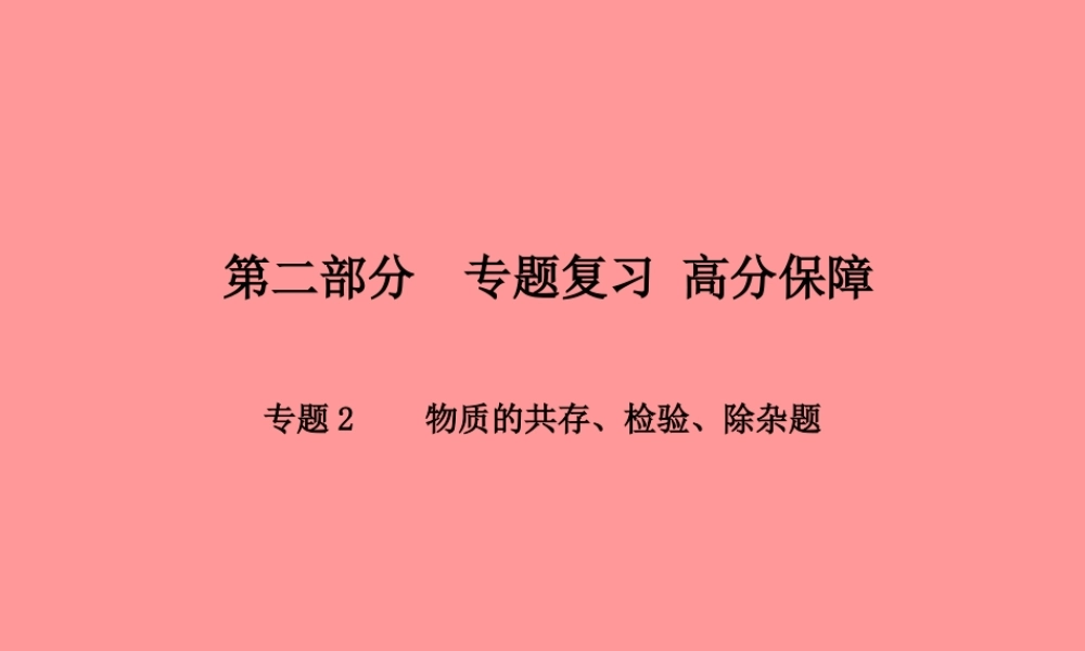 (潍坊专版)中考化学总复习 第二部分 专题复习 高分保障 专题2 物质的共存、检验、除杂题课件 新人教版 课件