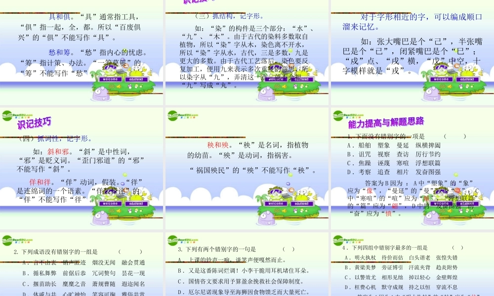 中考语文复习 积累与运用之字形专题指导(二)课件 苏教版 课件