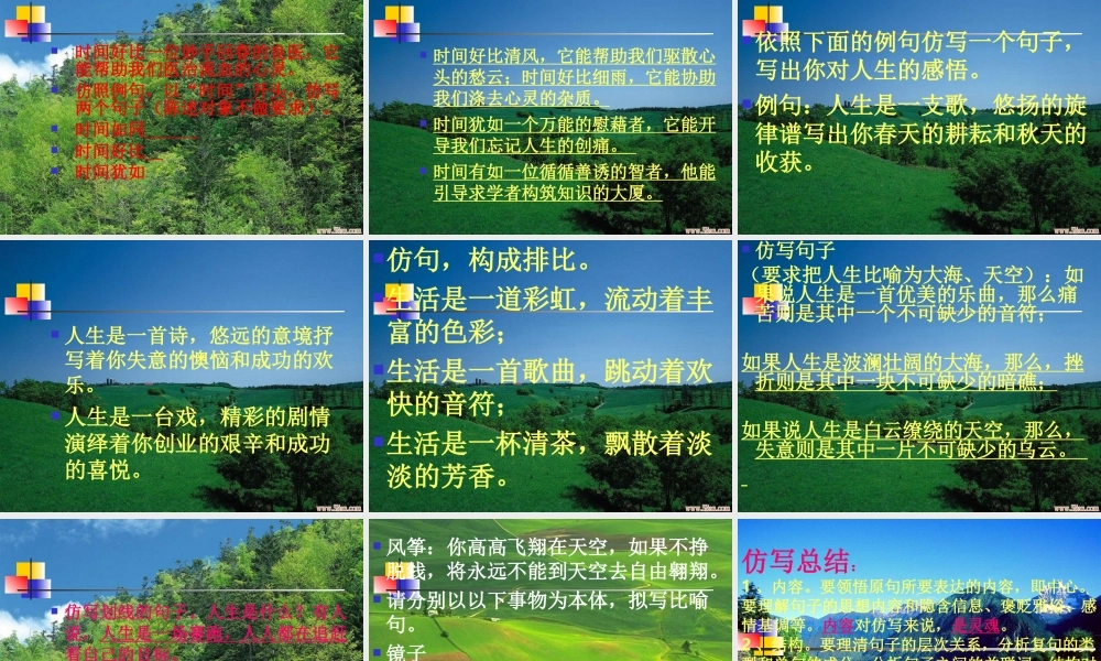 中考语文专题积累运用课件 句子仿写 人教版 课件