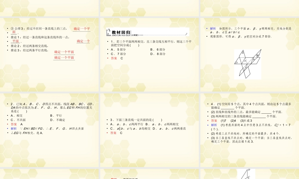 (高考调研)高三数学第一轮复习 第十章(直线、平面、简单几何体A)课件10A-1 课件