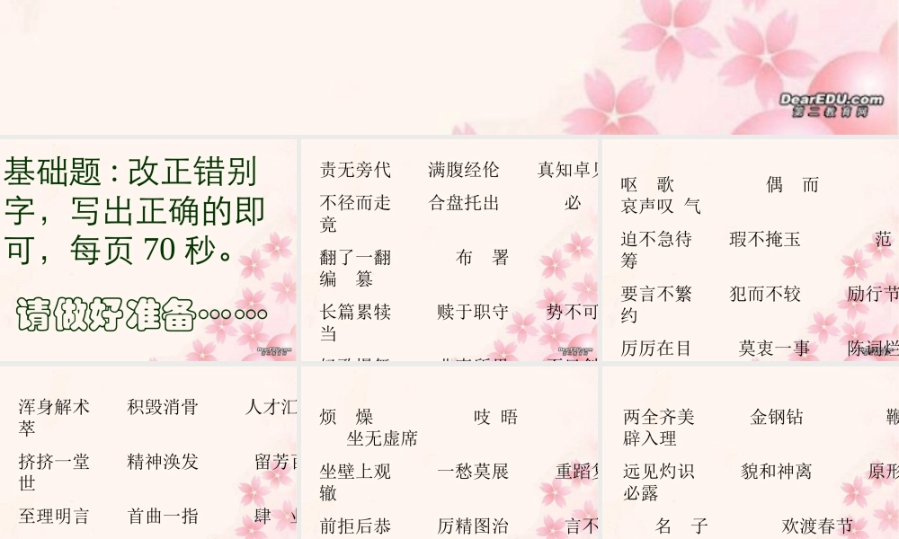 中考语文复习课件错别字练习 课件