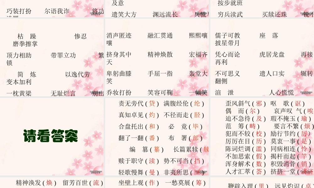 中考语文复习课件错别字练习 课件