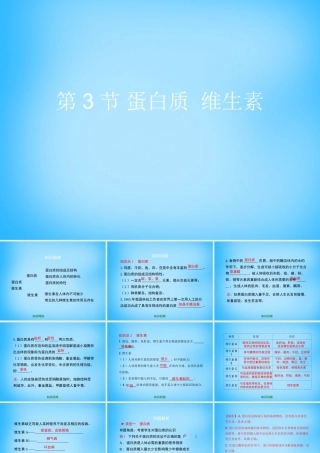 九年级化学下册 第8章 第3节(蛋白质、维生素)复习课件 (新版)沪教版 课件
