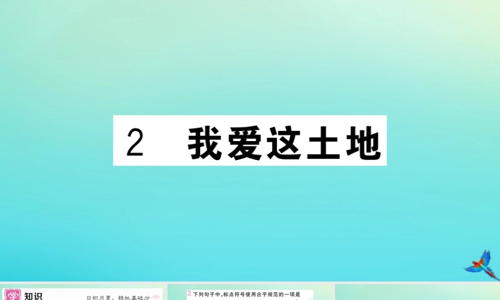 (黄冈专版)九年级语文上册 第一单元 2 我爱这土地作业课件 新人教版 课件
