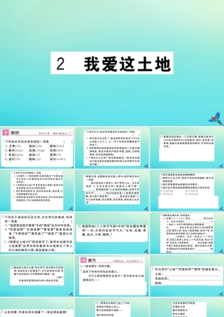 (黄冈专版)九年级语文上册 第一单元 2 我爱这土地作业课件 新人教版 课件
