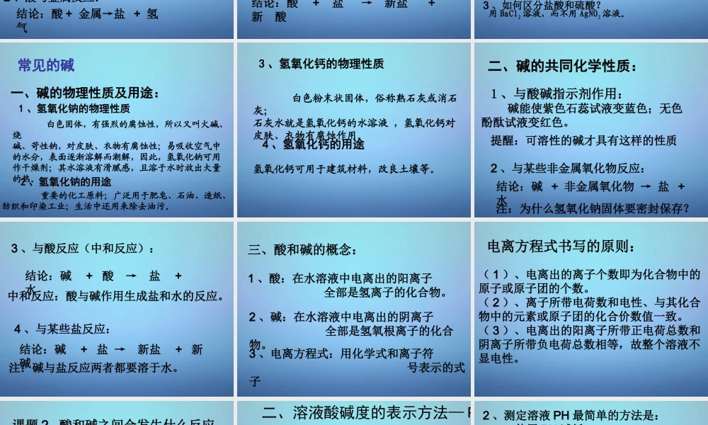 九年级化学下册 第十单元 酸和碱复习课件 (新版)新人教版 课件