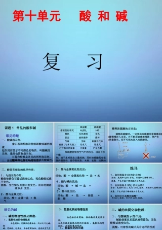 九年级化学下册 第十单元 酸和碱复习课件 (新版)新人教版 课件
