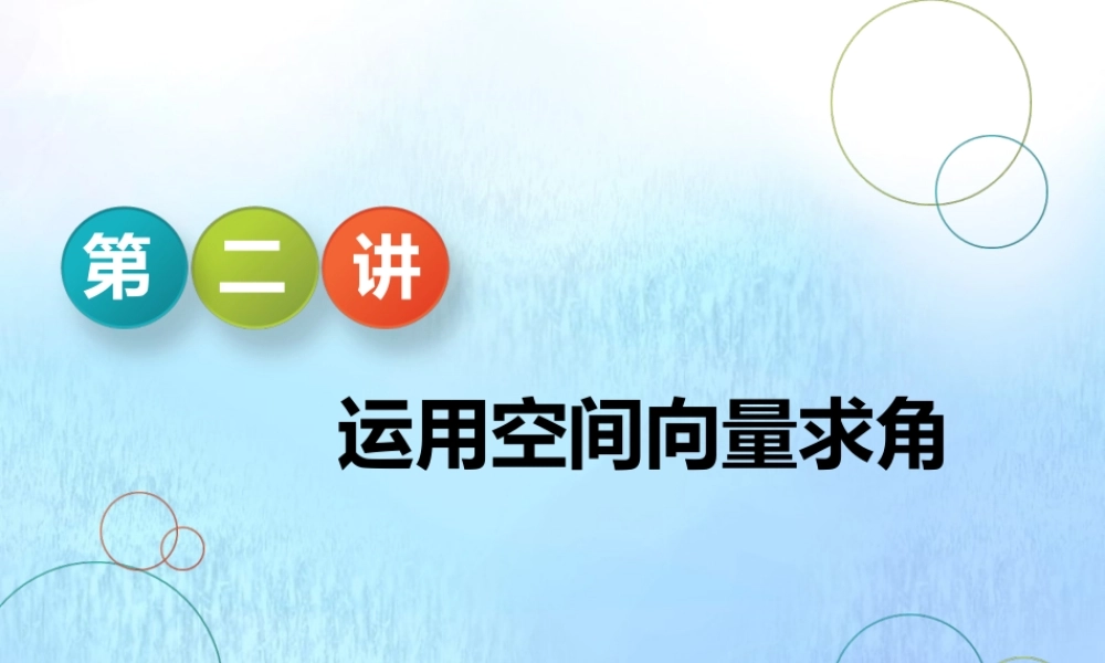 (江苏专用)高考数学二轮复习 专题七 随机变量、空间向量 第二讲 运用空间向量求角课件 理 课件