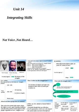 11-12年高二英语 Unit 14 Integrating Skills Not Voice , Not Heard课件 大纲人教版 课件