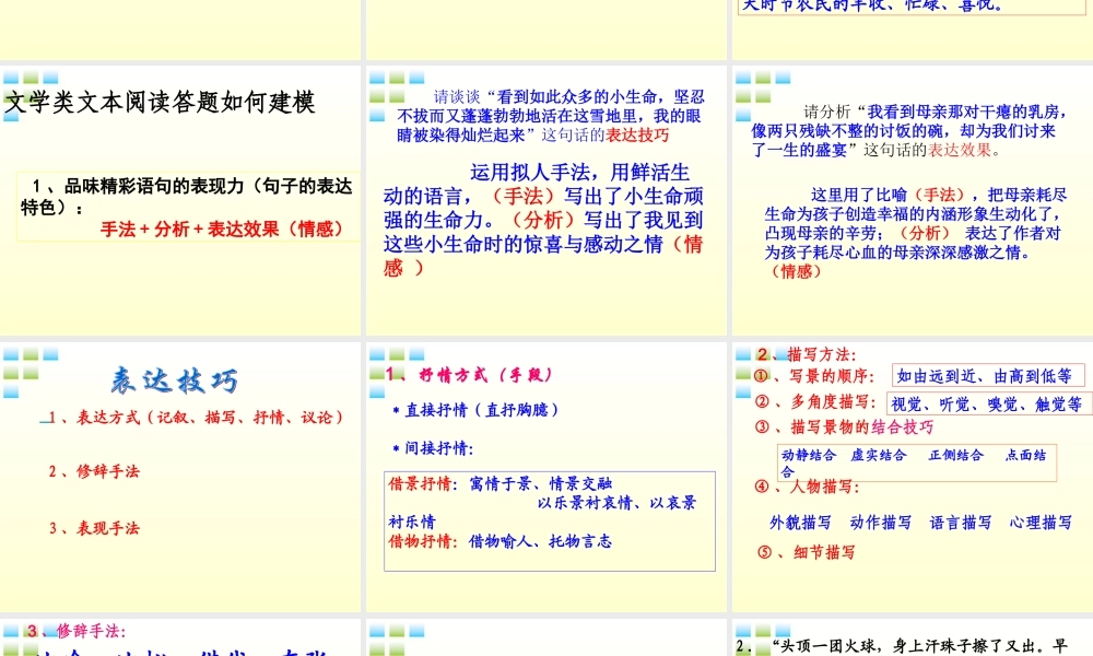 11—12年高三现代文之散文阅读建模课件
