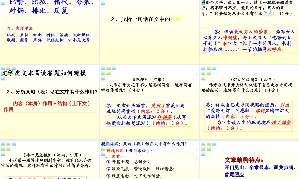 11—12年高三现代文之散文阅读建模课件