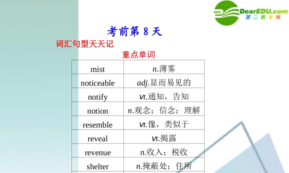 (冀、贵、甘(全国Ⅱ)专用)高三英语二轮复习 考前特训 考前第8天考前提分必看)专题课件