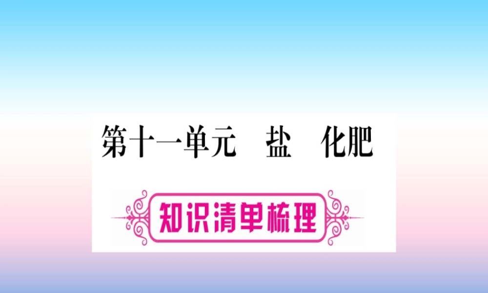 (湖北专版)中考化学总复习 第1部分 教材系统复习 九下 第11单元 盐 化肥习题课件2 课件