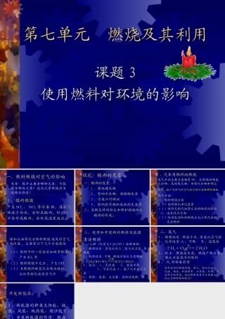 九年级化学上册第七单元课题3 使用燃料对环境的影响课件人教新课标 课件