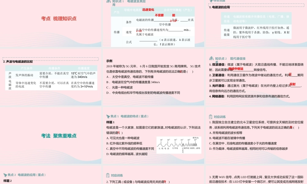 中考物理一轮夺分复习 第四主题 电磁学 第信息的传递课件