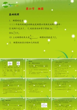 (学案与测评)高考数学总复习 第九单元第六节 椭圆精品课件 苏教版 课件-2