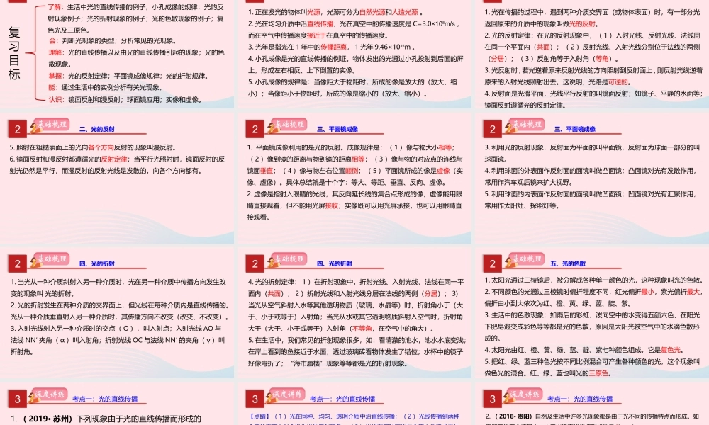 中考物理一轮复习 专题03 光现象课件