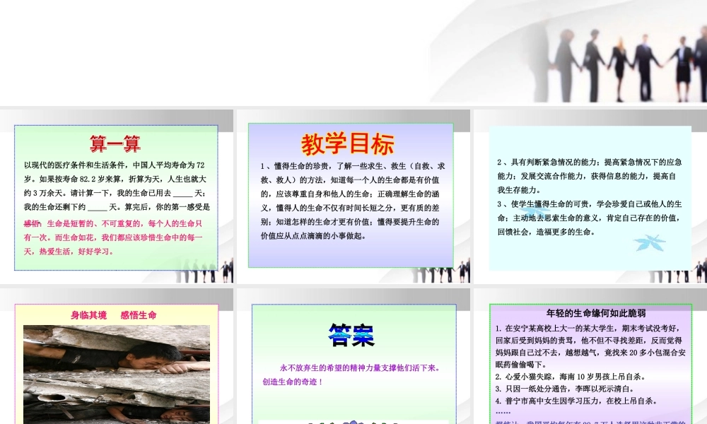 -版七年级政治上册 第3课第3框 让生命之花绽放同步授课课件 人教实验版 课件