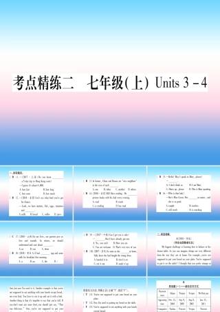中考英语准点备考 第一部分 教材系统复习 考点精练二 七上 Units 3 4课件
