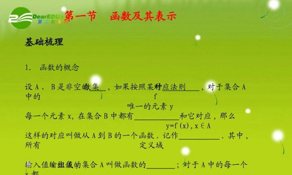 (学案与测评)高考数学总复习 第二单元第一节 函数及其表示精品课件 苏教版 课件-2