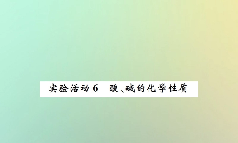 九年级化学下册 第十单元 酸和碱 实验活动6 酸、碱的化学性质习题课件 (新版)新人教版 课件