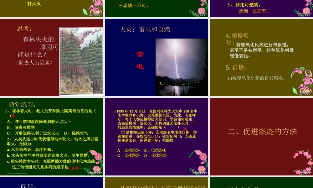 九年级化学第四单元第一节燃烧与灭火课件 新课标 鲁教版 课件