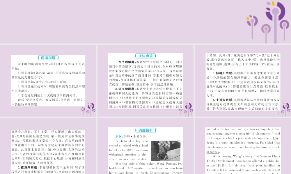 中考英语总复习 题型专项复习 题型4 选择型阅读理解课件