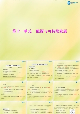 (南粤专用)中考物理 第一部分 第十一单元 能源与可持续发展复习课件