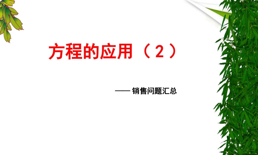 七年级数学 方程的应用(销售问题)课件 人教新课标版 课件
