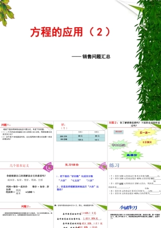 七年级数学 方程的应用(销售问题)课件 人教新课标版 课件