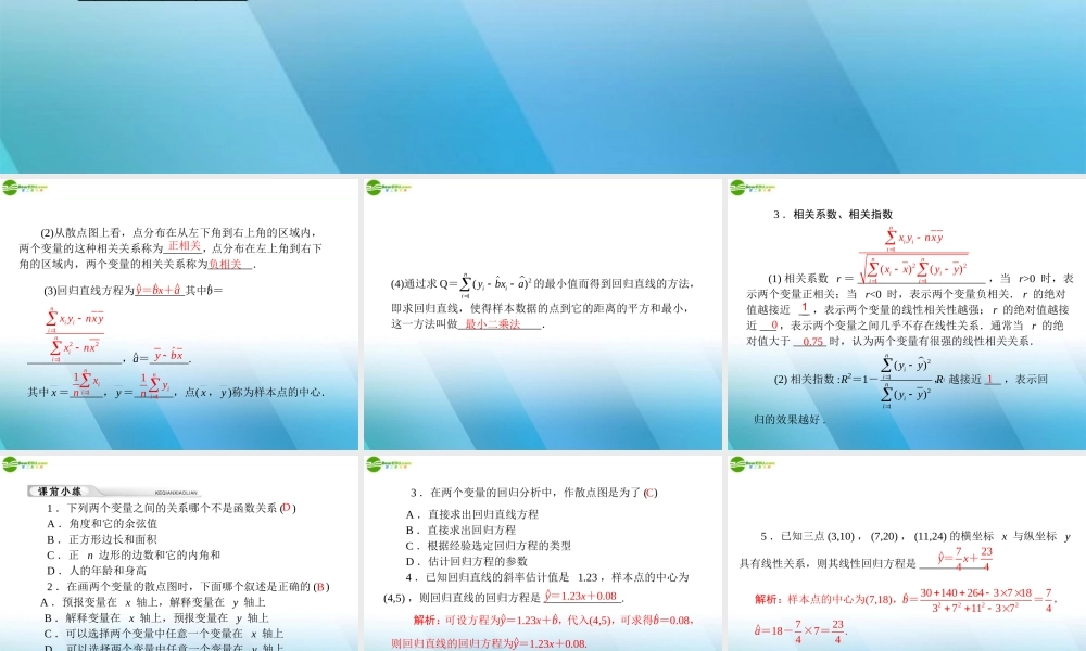 (高考风向标)高考数学一轮复习 第十六章 统计 第2讲 变量的相关性精品课件 理 课件