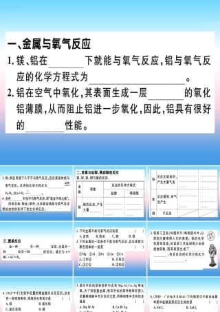 九年级化学下册 第八单元 金属和金属材料 课题2 第1课时 金属和氧气、酸的反应习题课件 新人教版 课件