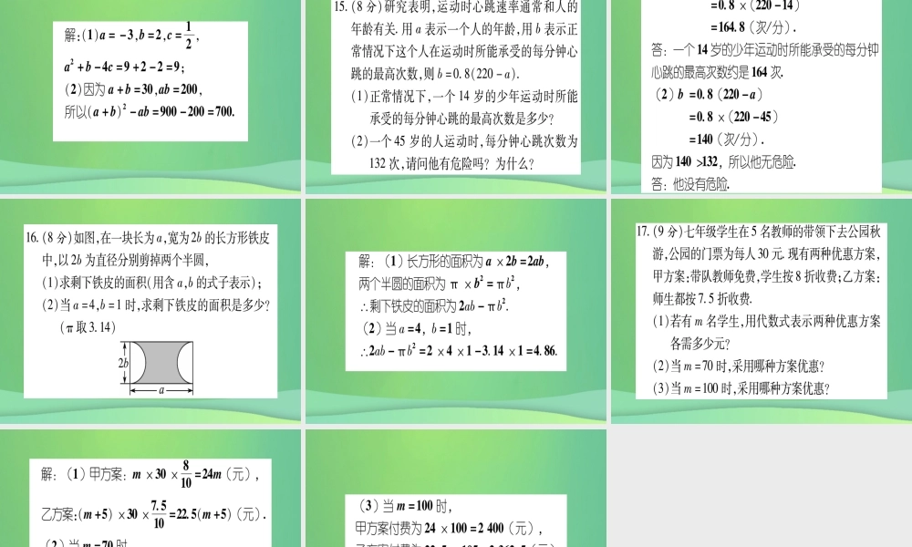 七年级数学上册 双休作业(8)(3.1 3.3)作业课件 (新版)冀教版 课件