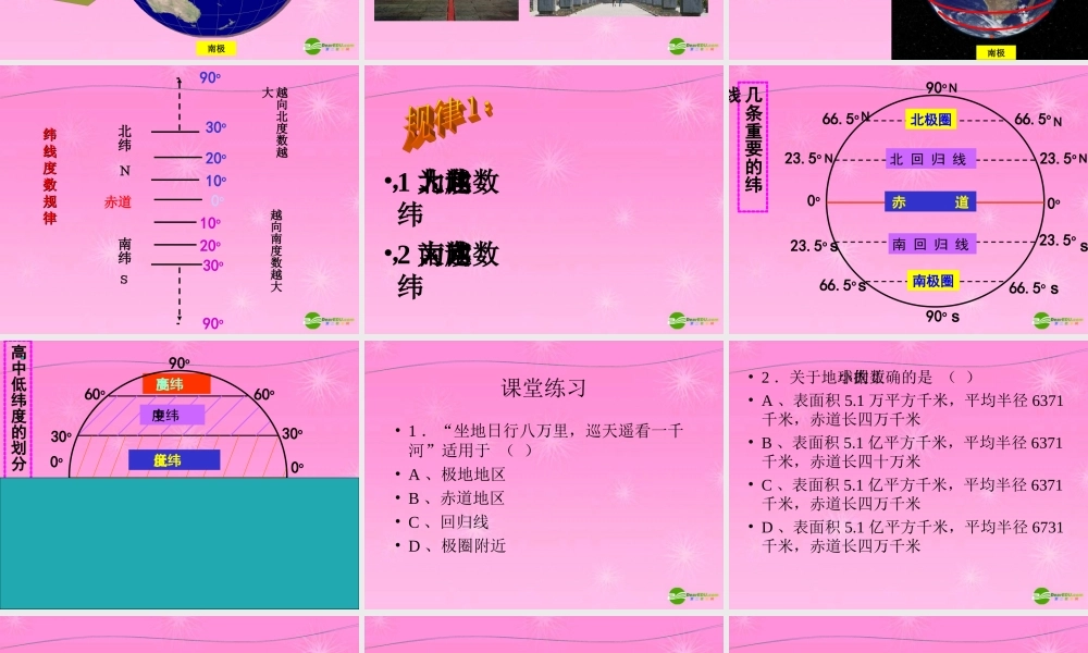 七年级地理上册 认识地球之经线和纬线课件 湘教版 课件