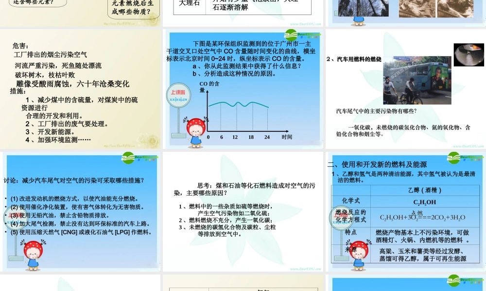 九年级化学上册 使用燃料对环境的影课件 人教版 课件