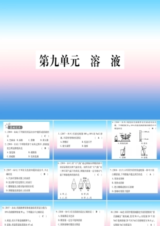 (甘肃专用)中考化学 第9单元 溶液(提分精练)课件