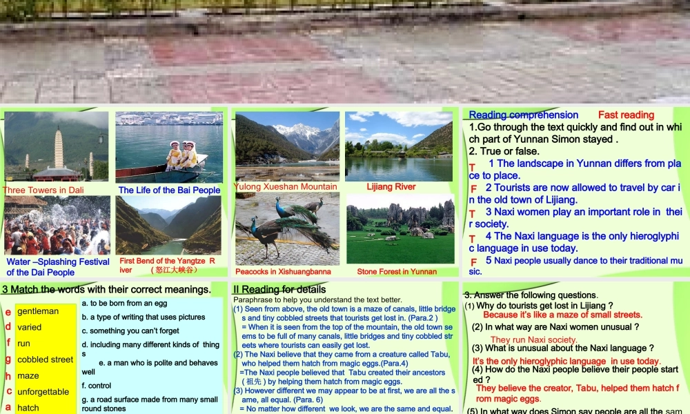 Module 5 Ethnic Culture-reading and vocabularyppt 新课标外研英语选修七全部课件二