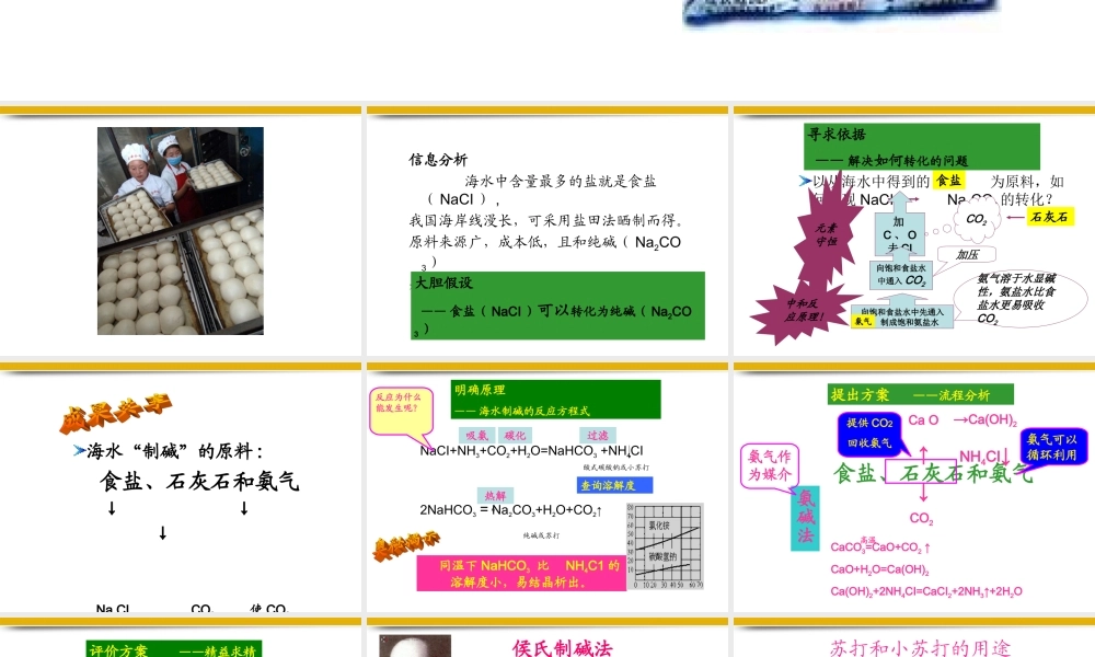 九年级化学 第二单元第三节海水制碱课件 鲁教版 课件