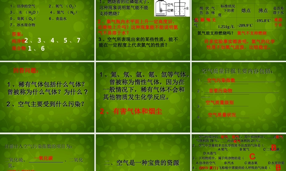 九年级化学上册(21 空气)课件 (新版)新人教版 课件