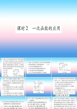 (甘肃专用)中考数学 第一轮 考点系统复习 第3章 函数 第2节 一次函数 课时2 一次函数的应用作业课件