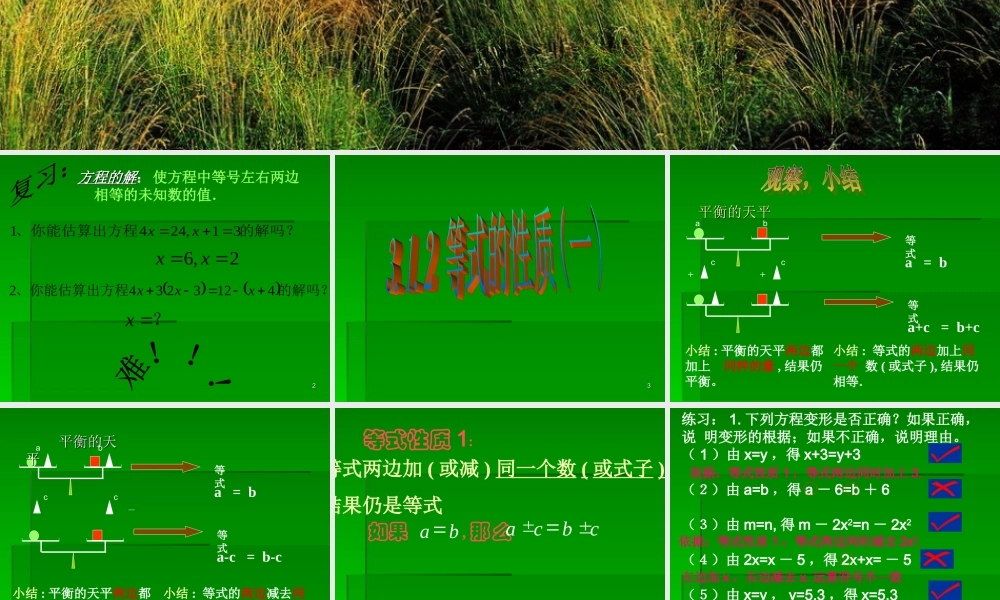 七年级数学(上)等式的性质1课件新人教版 课件