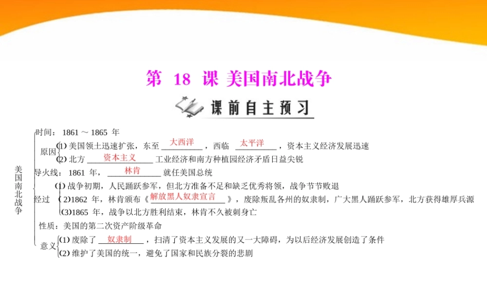 九年级历史上册 第六单元 第18课 美国南北战争 配套课件 人教新课标版 课件