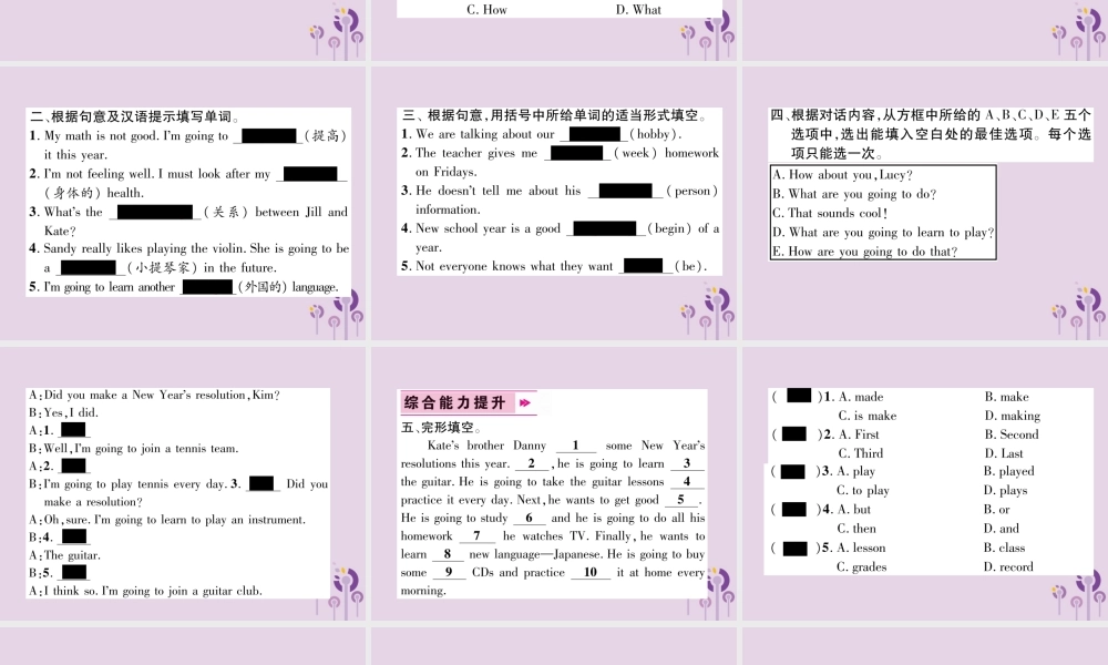 (毕节专版)秋八年级英语上册 Unit 6 I m going to study computer science双休作业课件 (新版)人教新目标版 课件