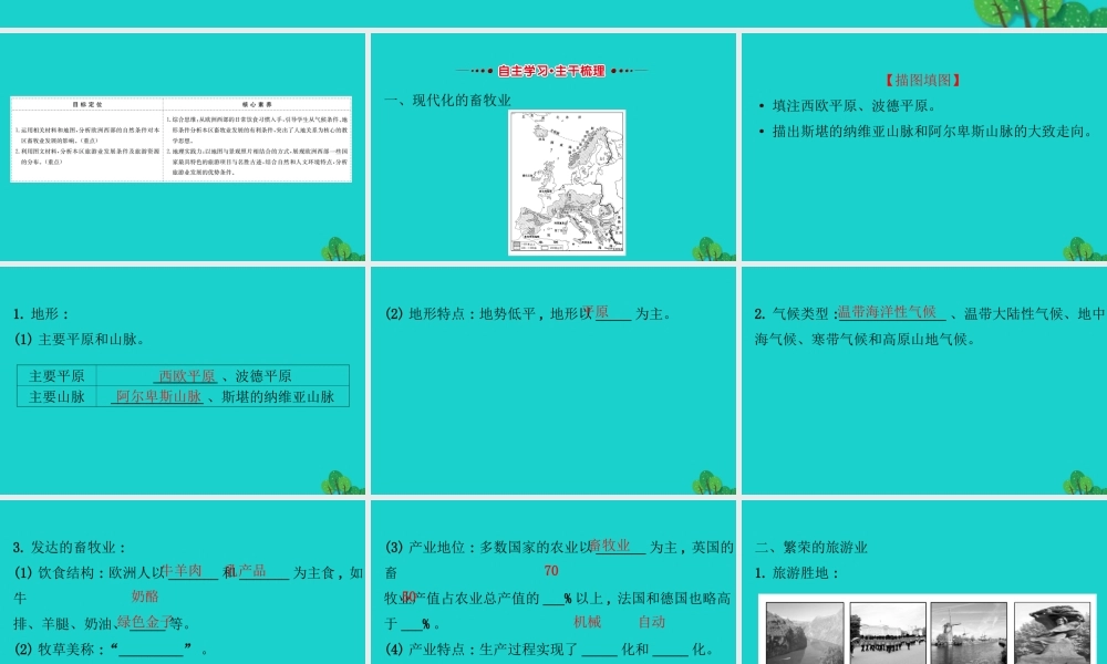 七年级地理下册 第八章 第二节 欧洲西部(二现代化的畜牧业 繁荣的旅游业)习题课件(新版)新人教版 课件